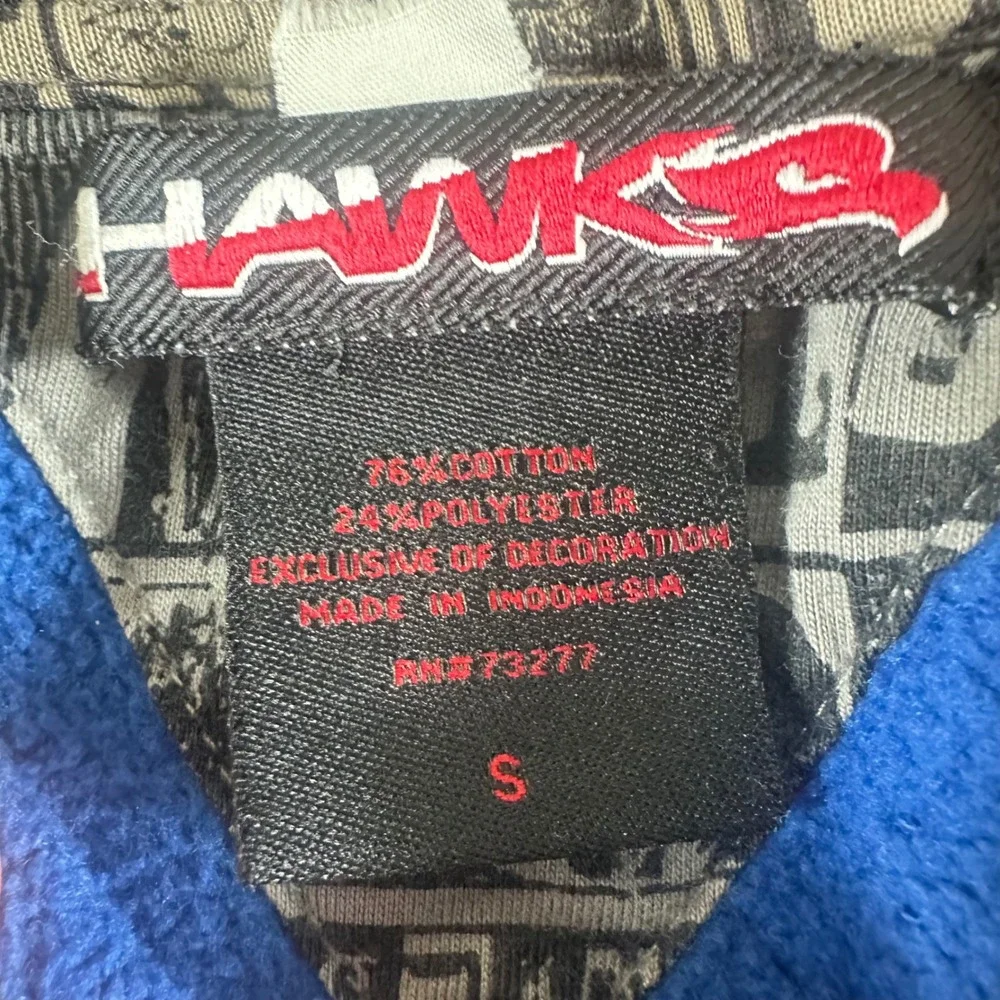 Vintage Hawk's‎ Blue Zip Up Hoodie Hooded Sweatshirt Men's Size S Y2k